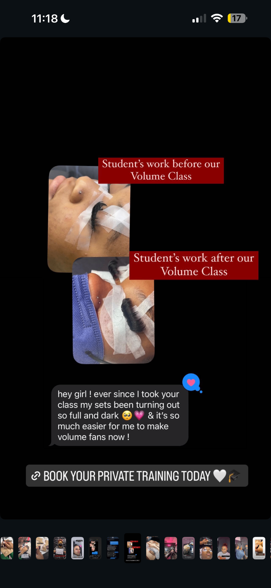 Student's work — before vs. after our Volume Class